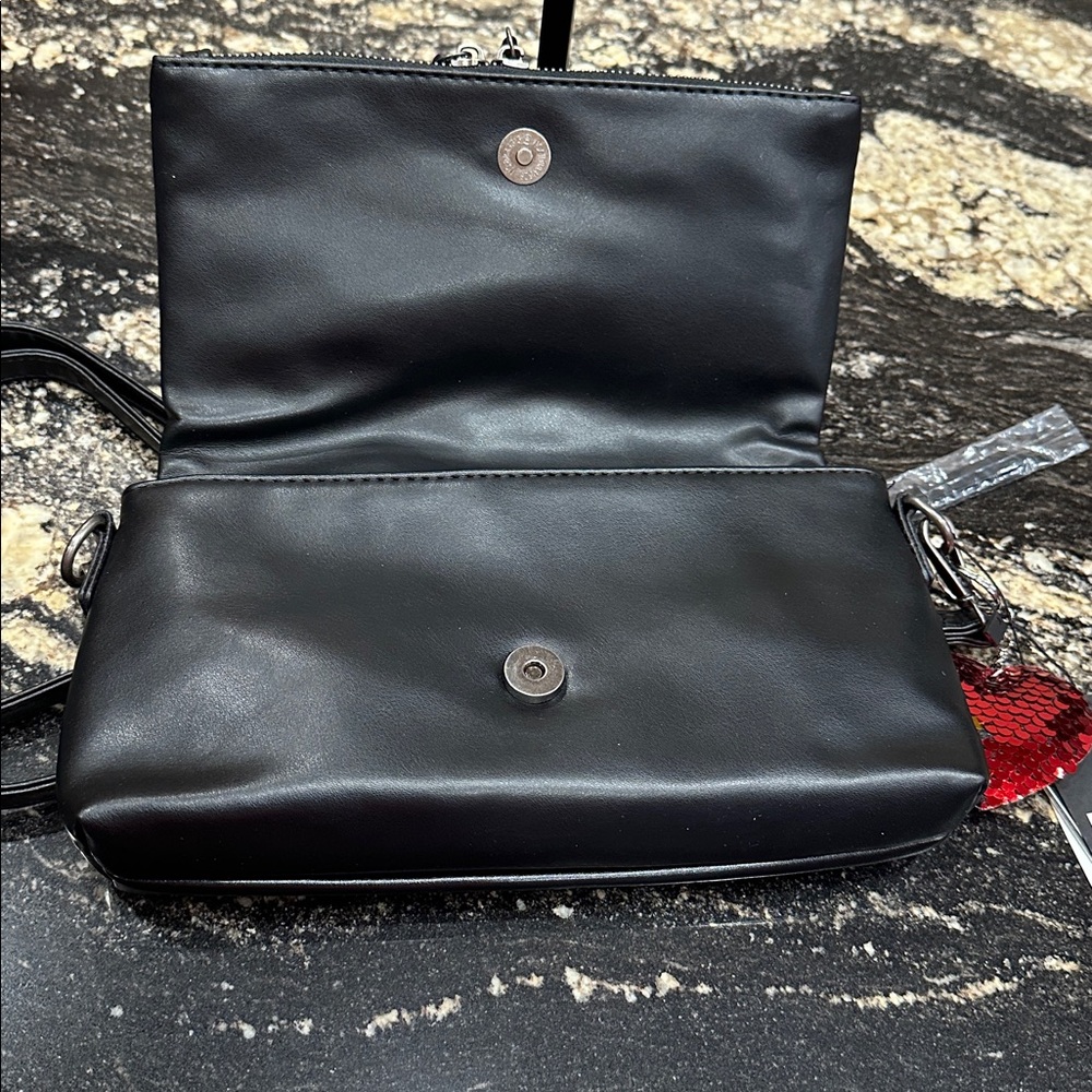Ed Hardy Black and Red Crossbody Bag with Rose Patch - Picture 8 of 9